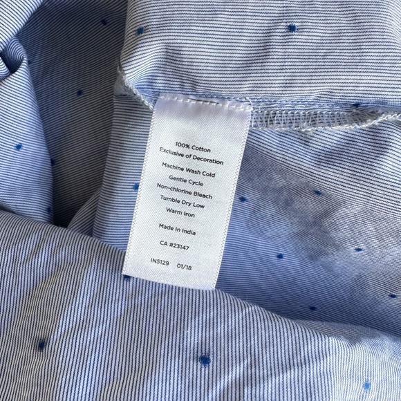 Talbots | Blue Stripe + Clipped Swiss Dot sleeveless blouse size Small Petite - Picture 10 of 12